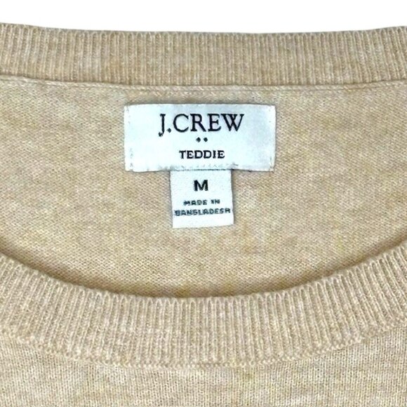 J. Crew Factory 100% Cotton Long Sleeved Teddie Sweater - Light Hthrd Khaki - M - Picture 7 of 9